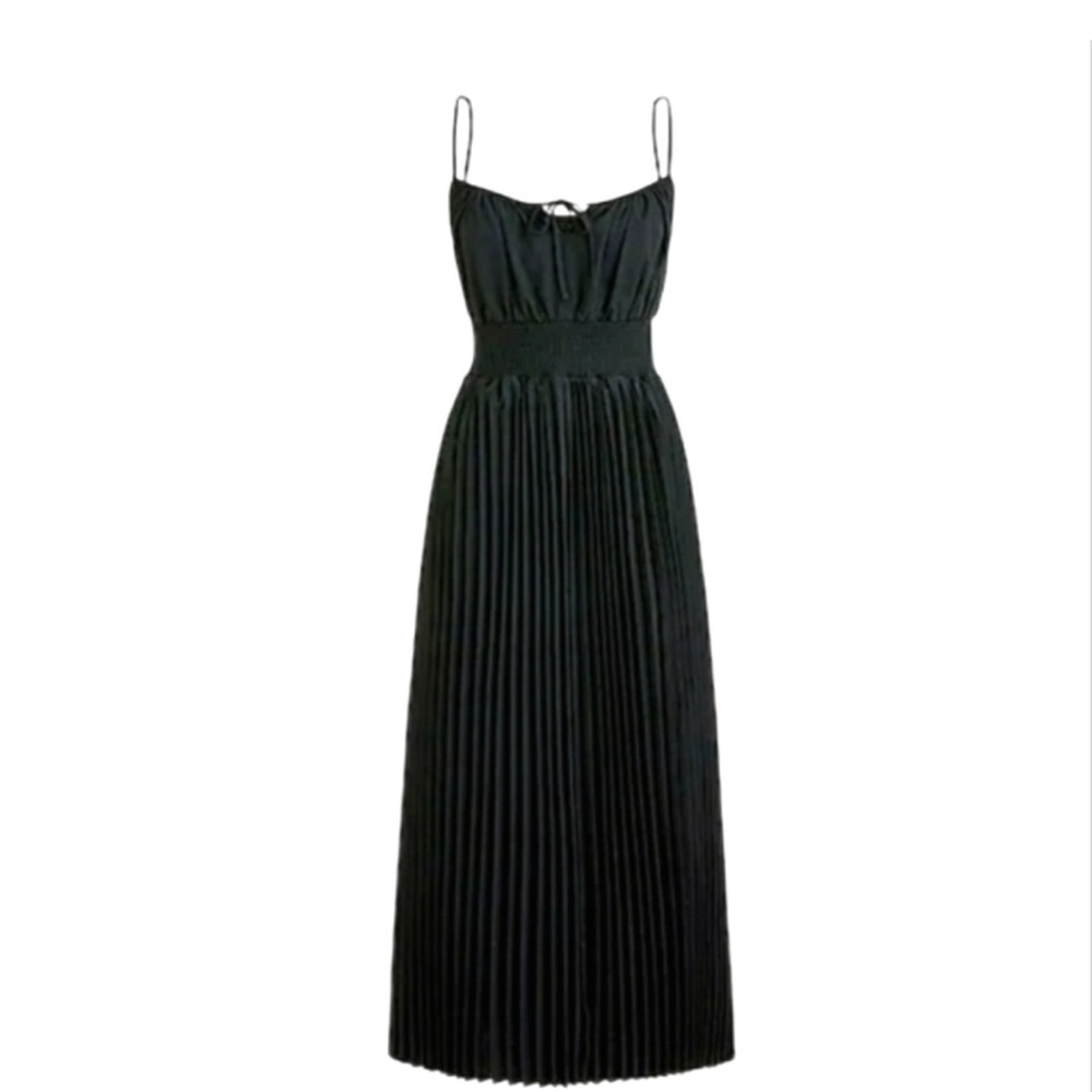 J Crew Smock Waist Pleated Maxi Dress (Black)